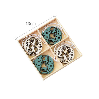Nordic Wooden Christmas Ornaments Pendant Tree Decorations